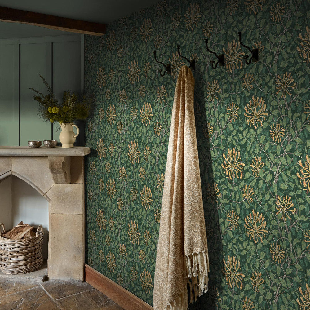 140487 - Honeysuckle Wallpaper - Verde - William Morris