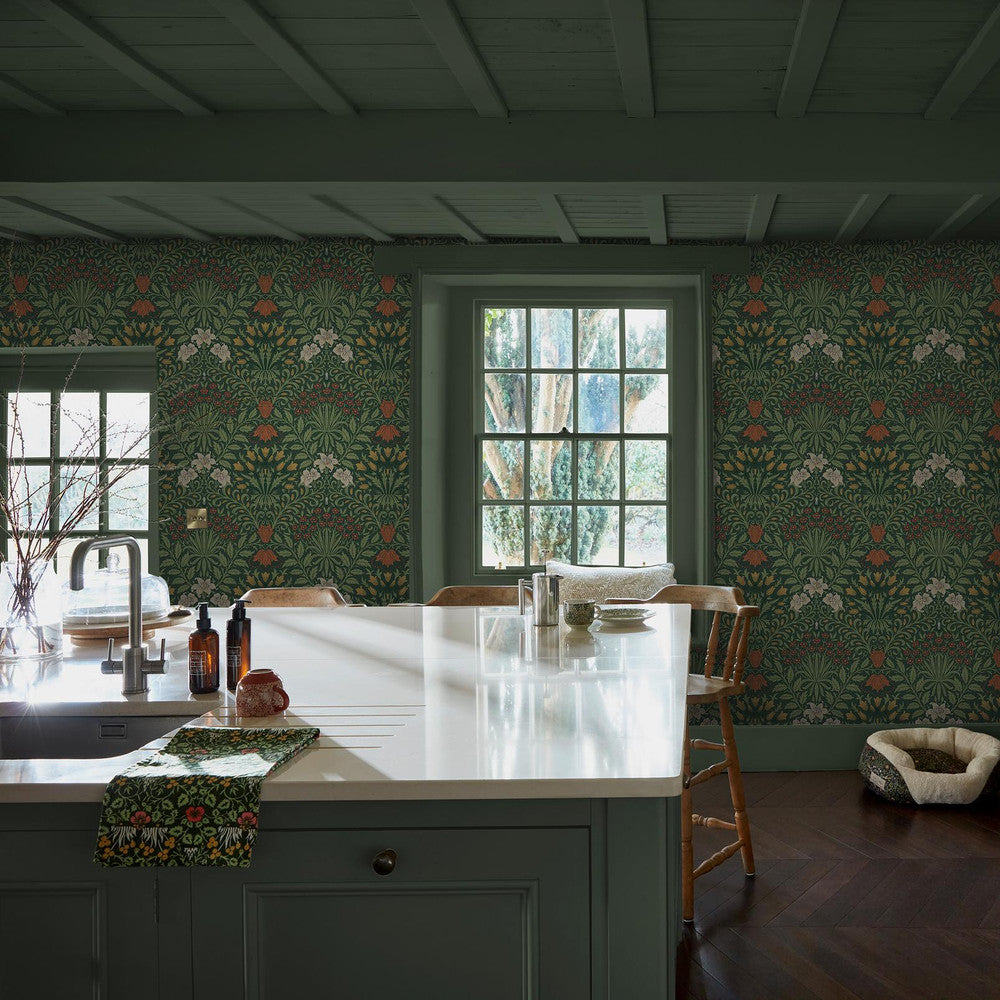 140495 - Garden Wallpaper - Moss Green - William Morris