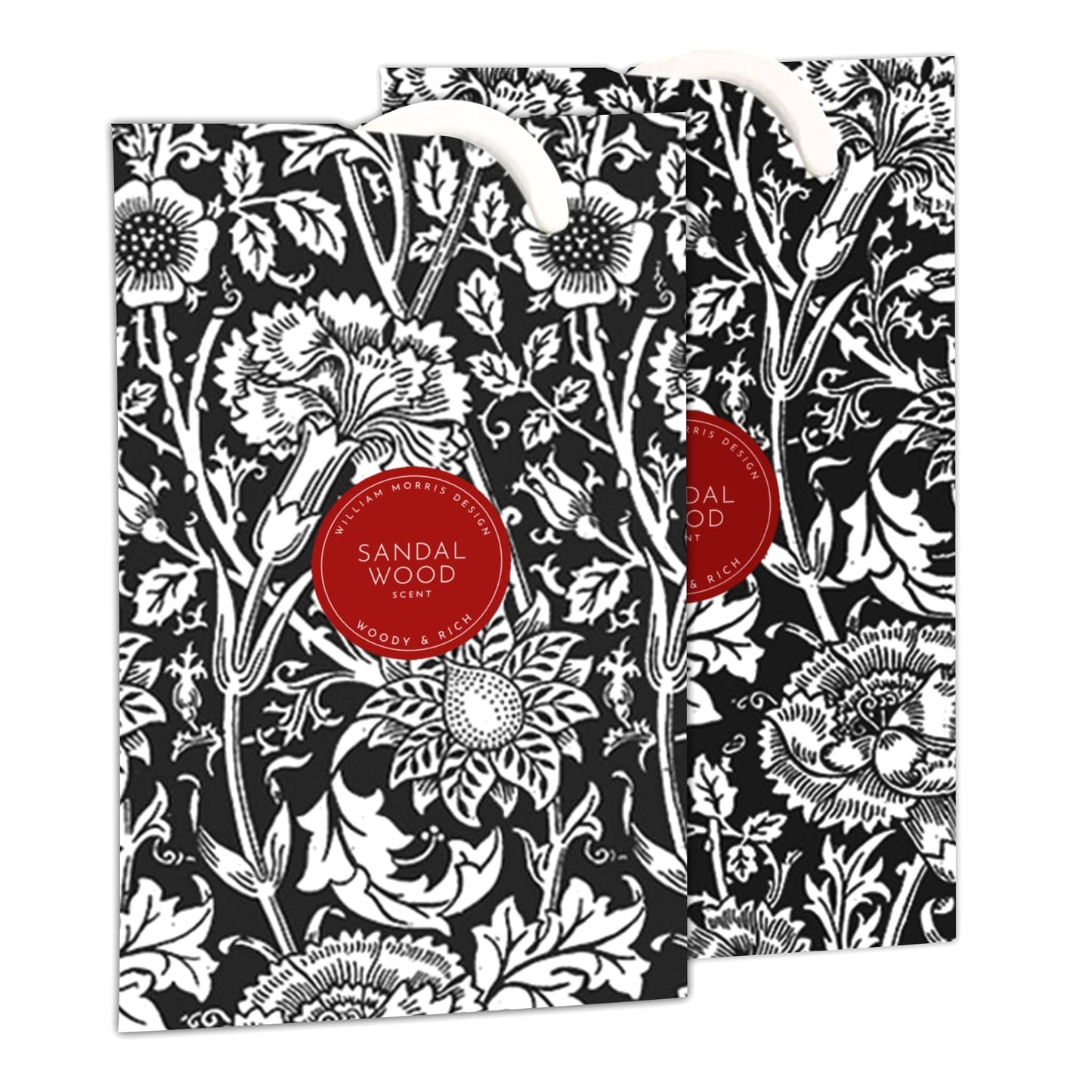 SANDALWOOD Scented Wardrobe Freshener in a WILLIAM MORRIS Design in BLACK