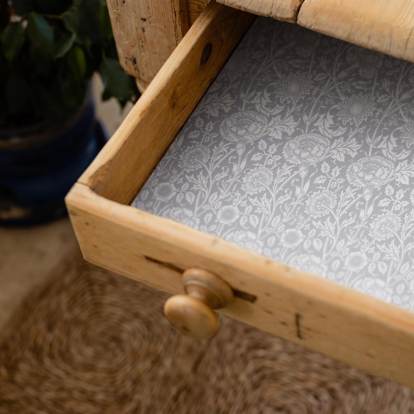 Fragrant LILY OF THE VALLEY Scented Drawer Liners in a GREY William Morris Design