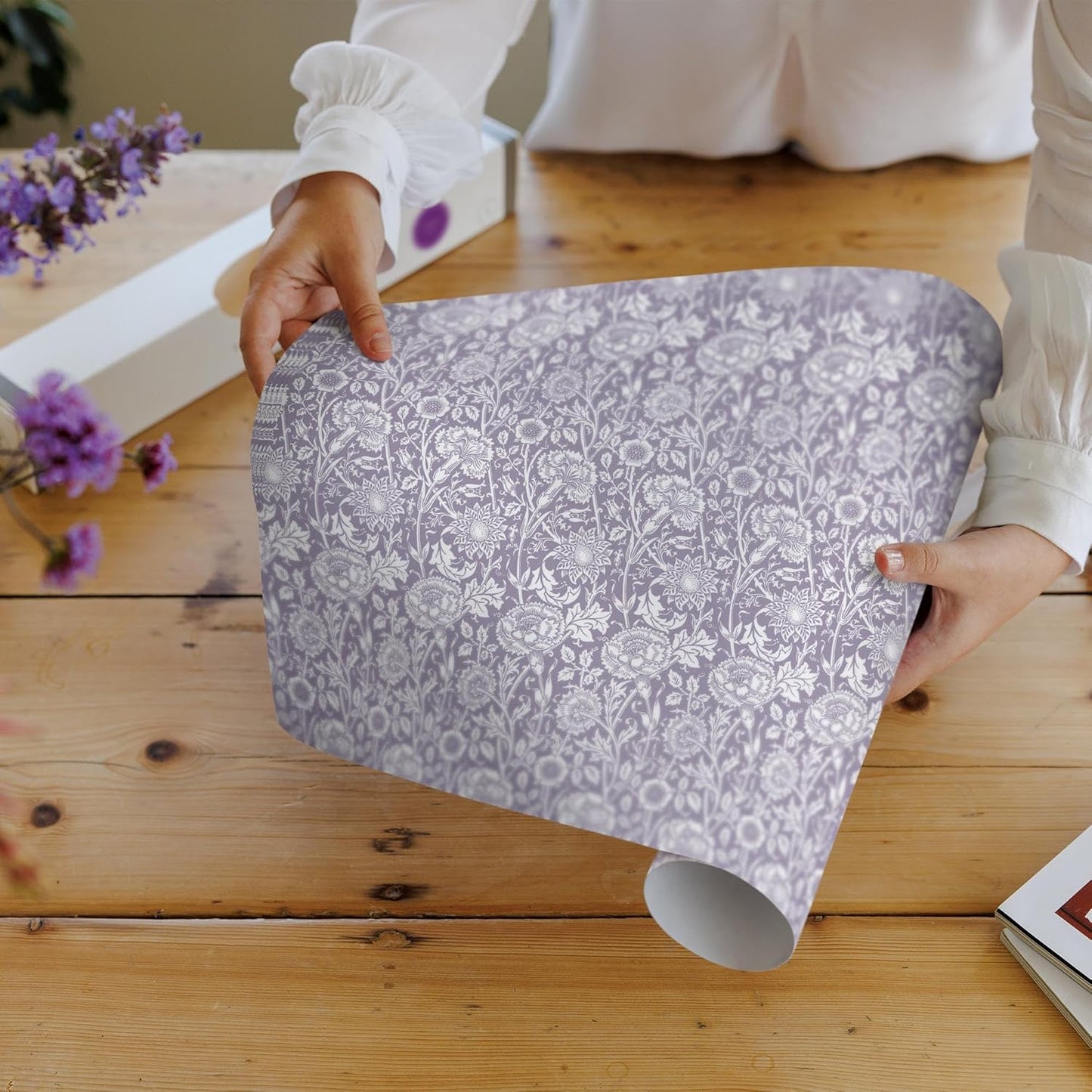 Fragrant LILAC Scented Drawer Liners in a PURPLE William Morris Design