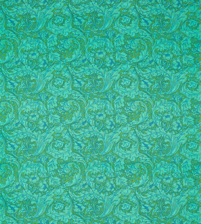 Bachelors Button Fabric - Olive/Turquoise - 226840 - Morris & Co
