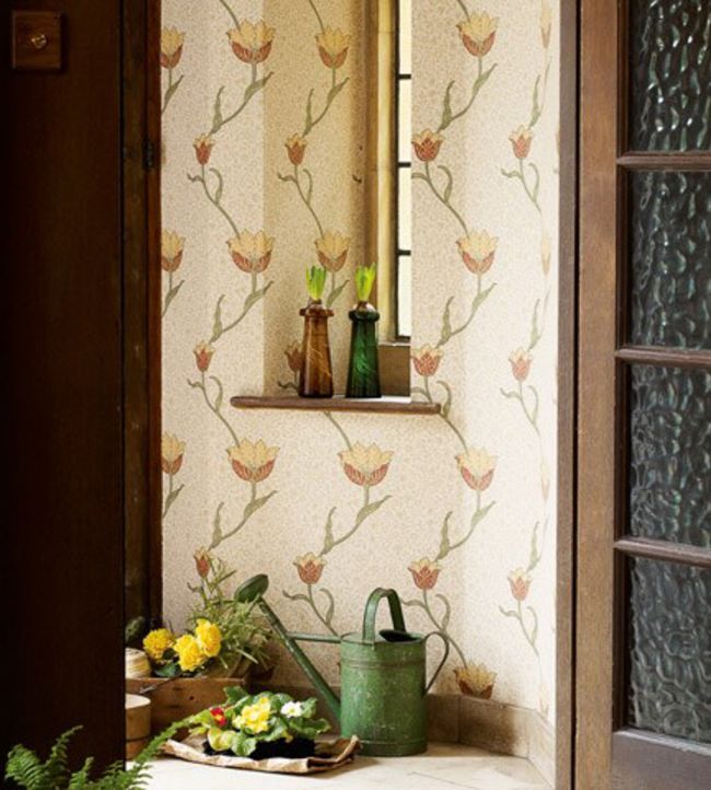 Garden Tulip Wallpaper - Artichoke / Heather - 210393 - Morris Exclusive