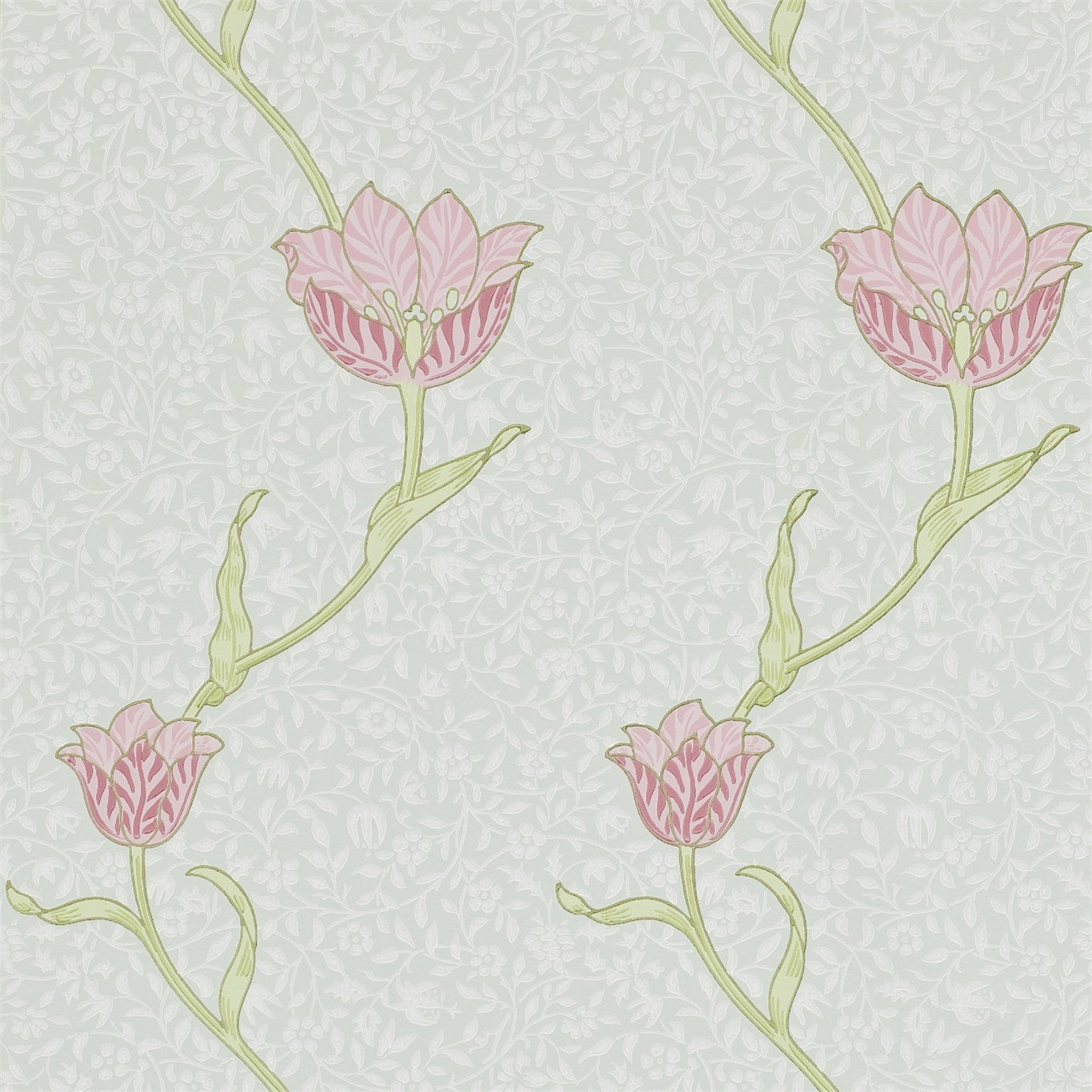 Garden Tulip Wallpaper - Porcelain / Pink - 210394 - Morris Exclusive