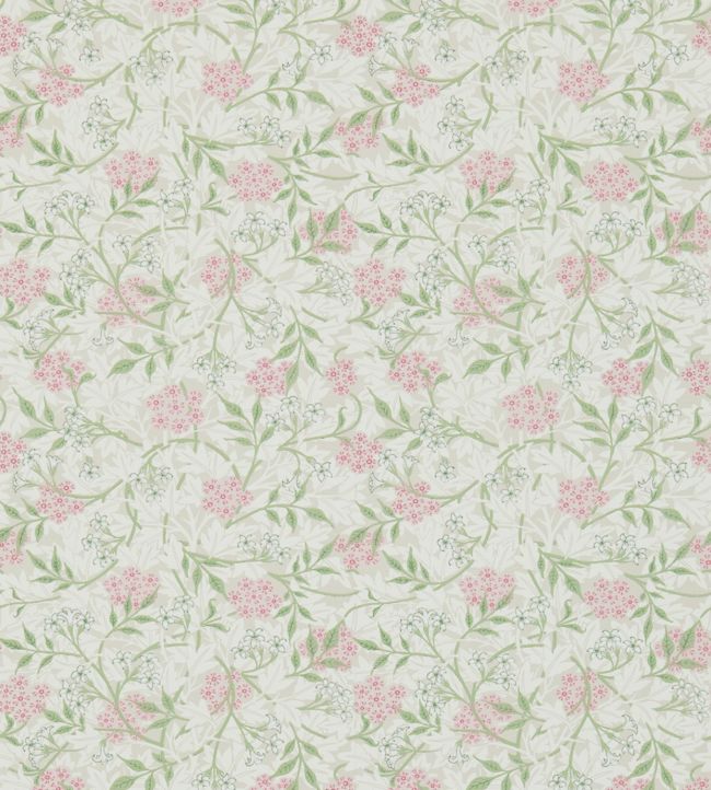 Jasmine Wallpaper - Blossom Pink / Sage - 214725 - Morris Exclusive