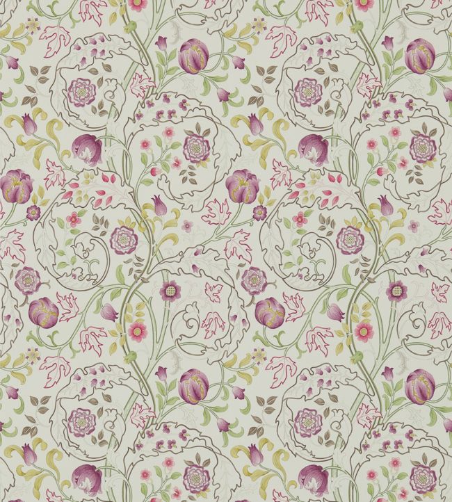 Mary Isobel Wallpaper - Wine / Linen - 214727 - Morris Exclusive