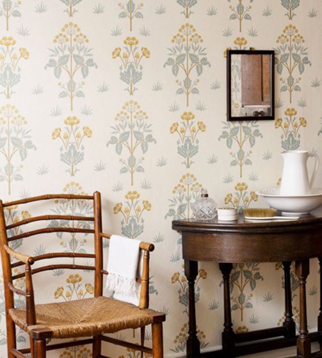 Meadow Sweet Wallpaper - Cornflower/Leaf- 210348 - Morris Exclusive