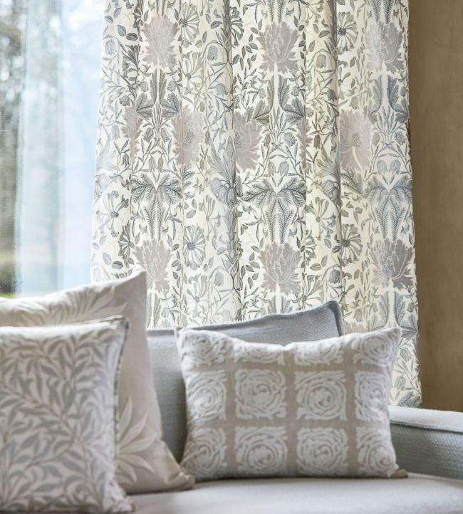 Pure Honeysuckle & Tulip Embroidery Fabric - Lightish Grey - 236650 - Morris & Co