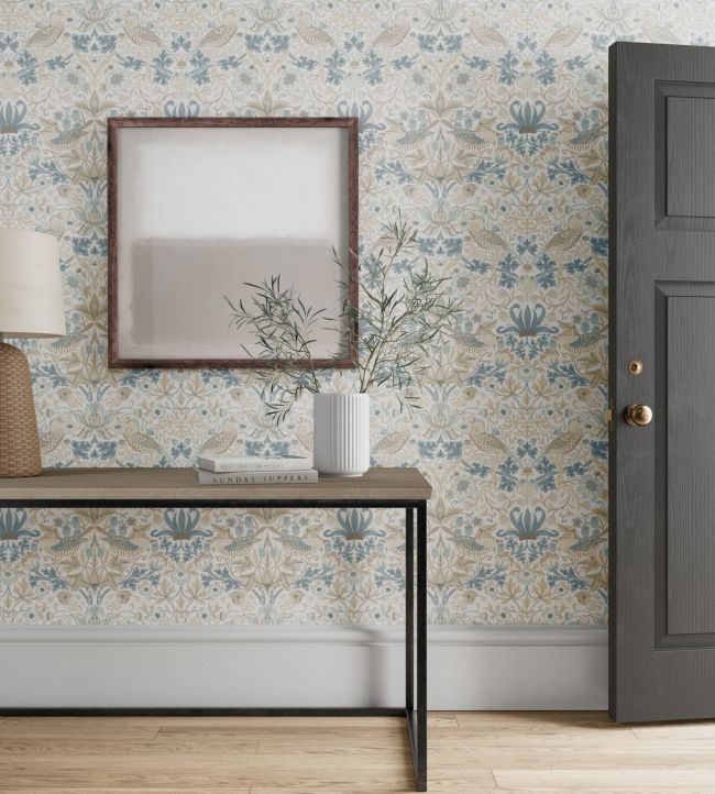 Simply Strawberry Thief Wallpaper - Slate/Vellum - 217060 - Morris & Co