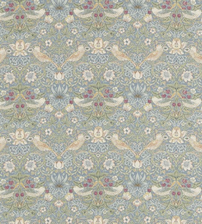 Strawberry Thief Fabric - Slate/Vellum - 220314 - Morris & Co