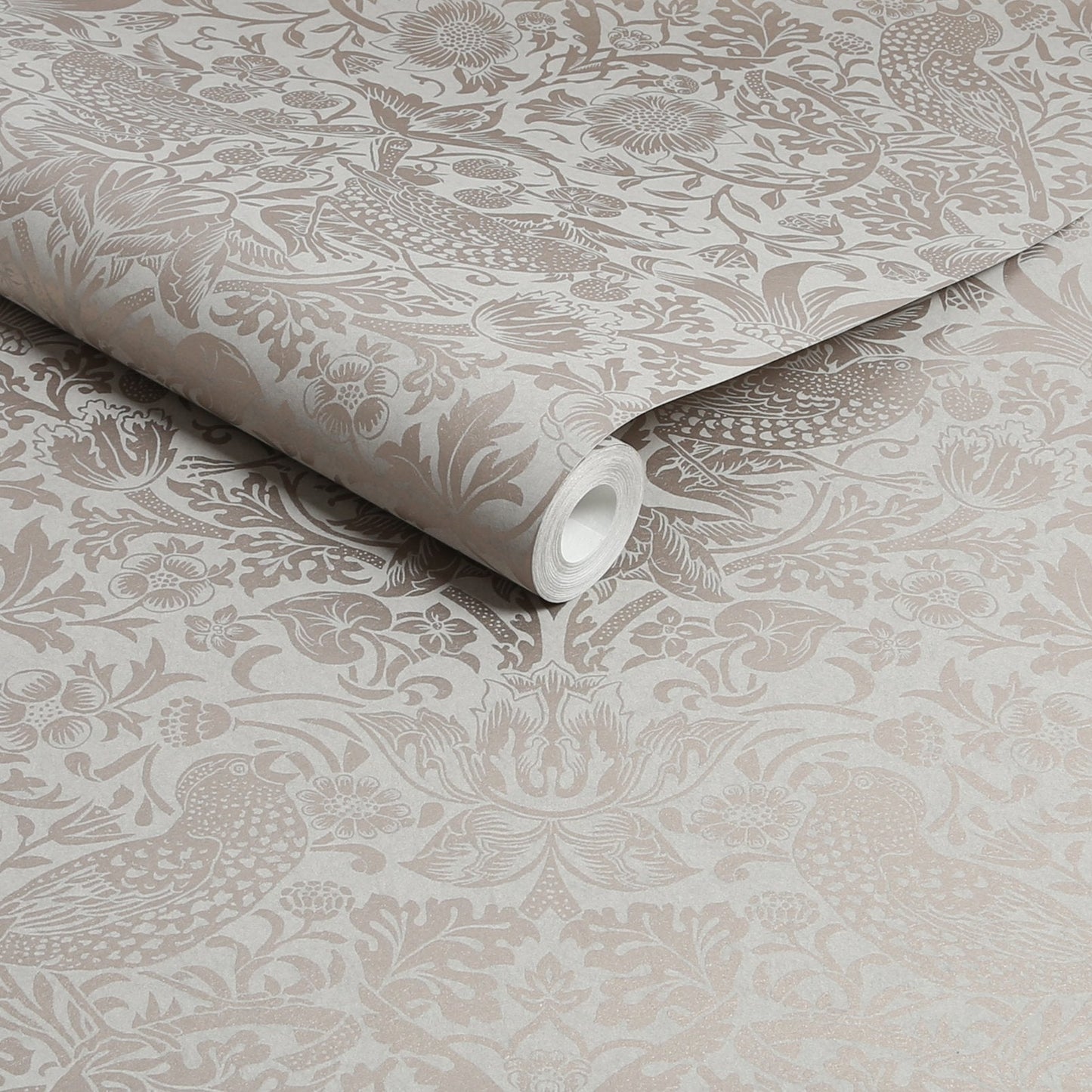 Strawberry Thief Fibrous Wallpaper - Neutral - 124238 - William Morris AH