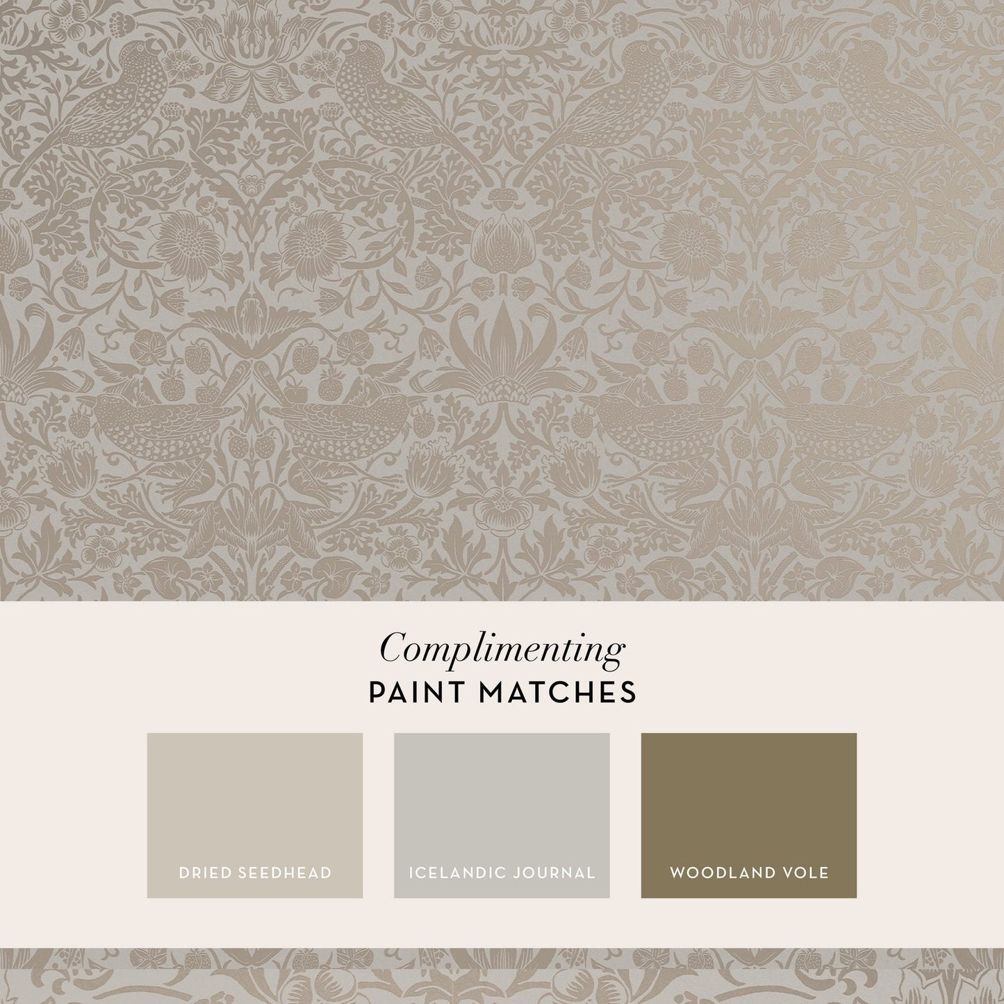 Strawberry Thief Fibrous Wallpaper - Neutral - 124238 - William Morris AH