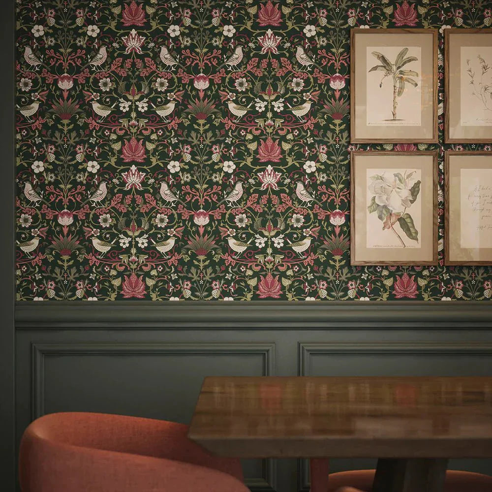 Garden Visitors Wallpaper - Guava on Castleton Green - LAN100083 - Lucie Annabel - Premier Wallcovering