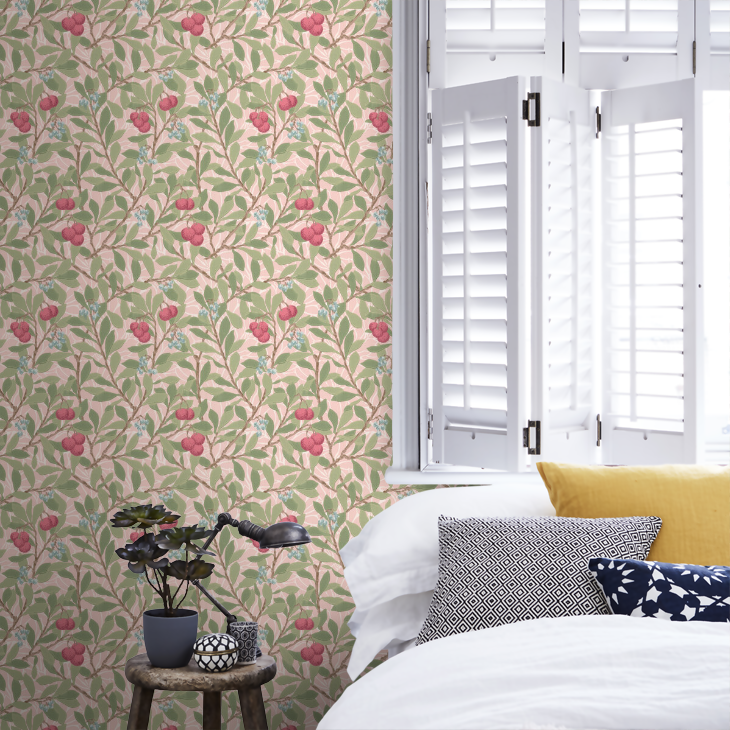 Arbutus Wallpaper - Cochineal Pink - 217378 - Morris Wallpaper WD