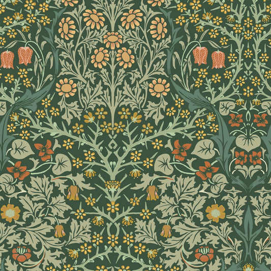 Blackthorn Wallpaper - Deep Green - 124252 - William Morris AH