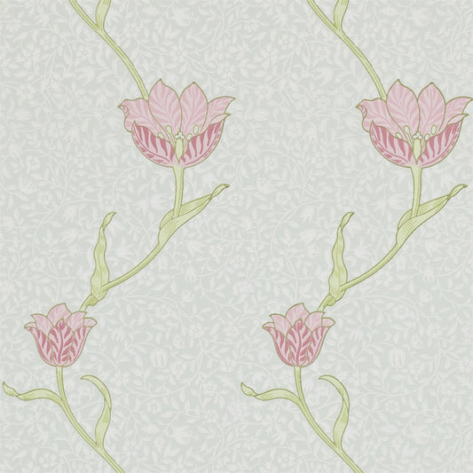 Garden Tulip Wallpaper - Porcelain / Pink - 210394 - Morris Exclusive
