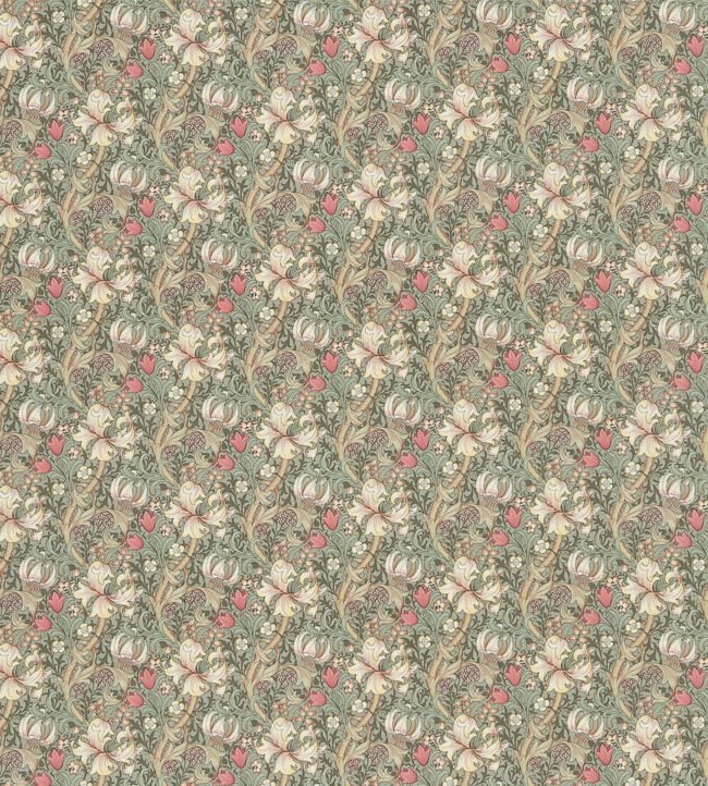 Golden Lily Minor Fabric - Artichoke/Vanilla - DMC1G4206 - Morris & Co