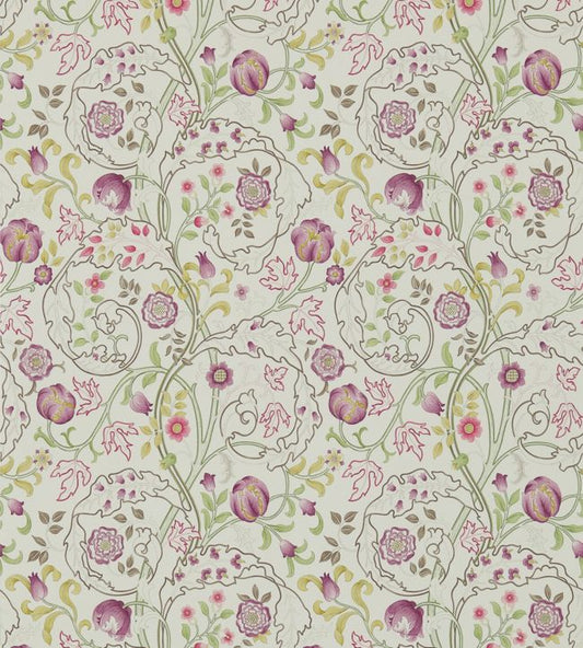 Mary Isobel Wallpaper - Wine / Linen - 214727 - Morris Exclusive