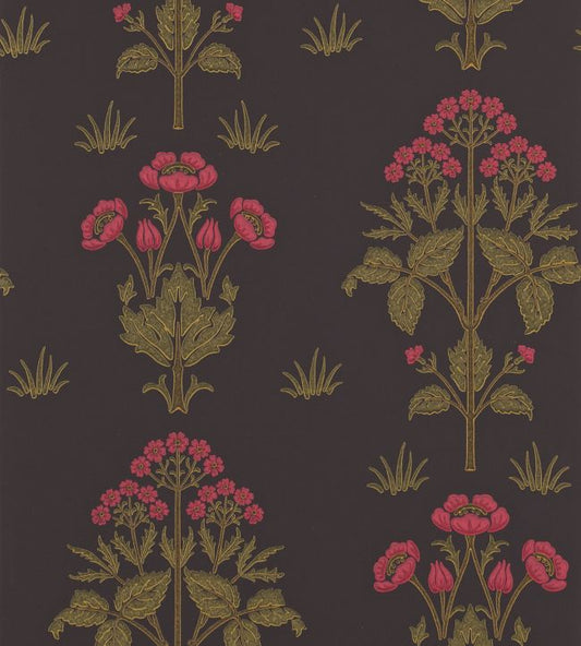 Meadow Sweet Wallpaper - Charcoal / Rose - 210352 - Morris Exclusive