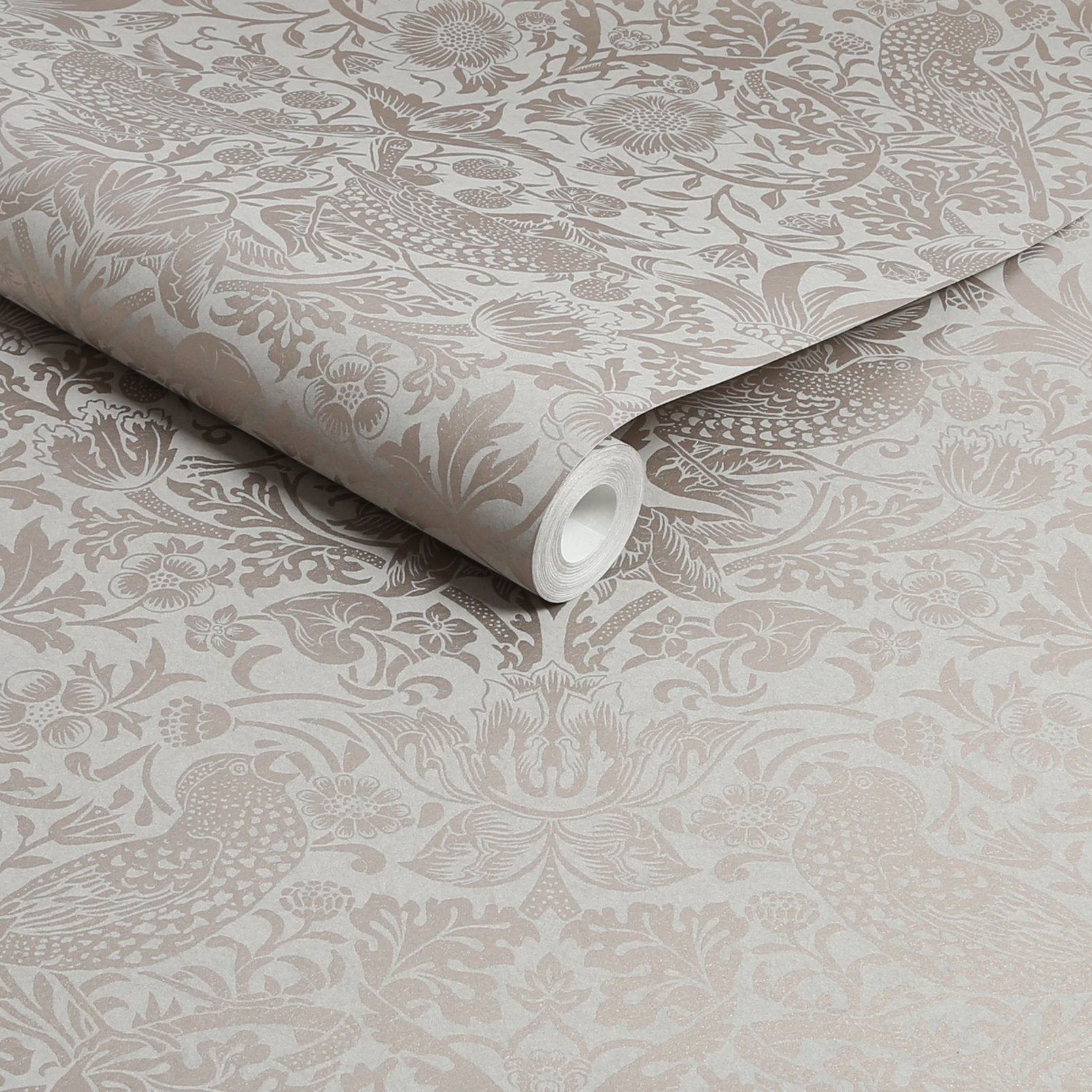 Strawberry Thief Fibrous Wallpaper - Neutral - 124238 - William Morris AH