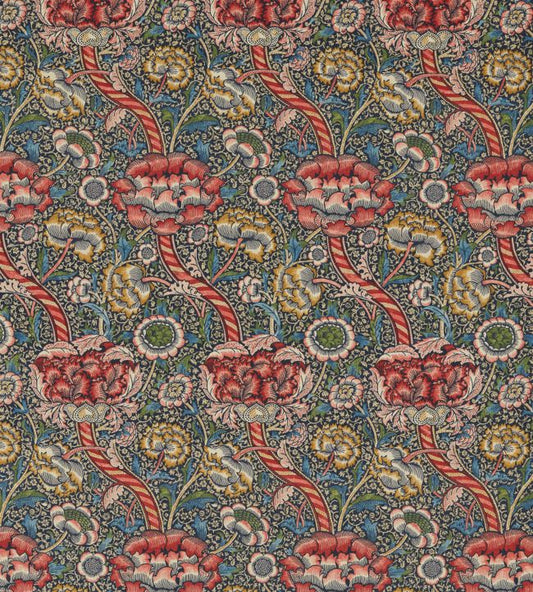 Wandle Fabric - Indigo/Carmine - 226398 - Morris & Co