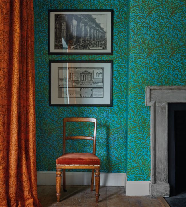 Willow Boughs Wallpaper - Olive/Turquoise - 216952 - Morris & Co