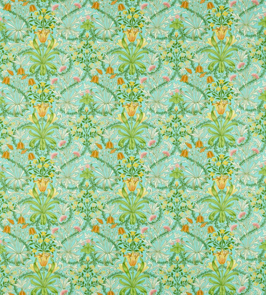 Woodland Weeds Fabric - Orange/Turquoise - 226991 - Morris & Co