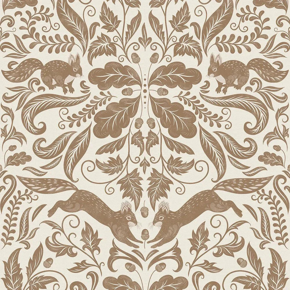 The Secret Squirrel Wallpaper - Cocoa - LAN100134 - Lucie Annabel - Premier Wallcovering