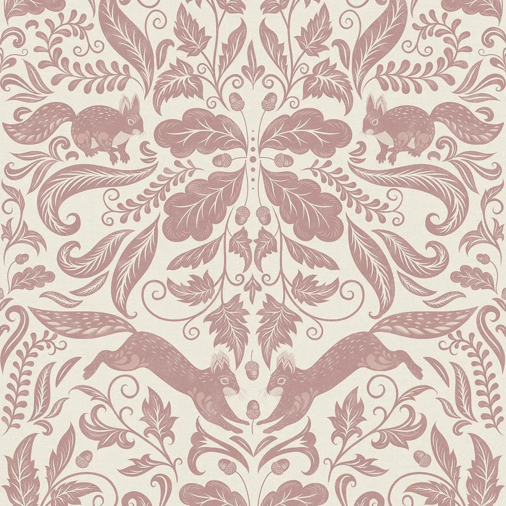 The Secret Squirrel Wallpaper - Rosewood - LAN100130 - Lucie Annabel - Premier Wallcovering