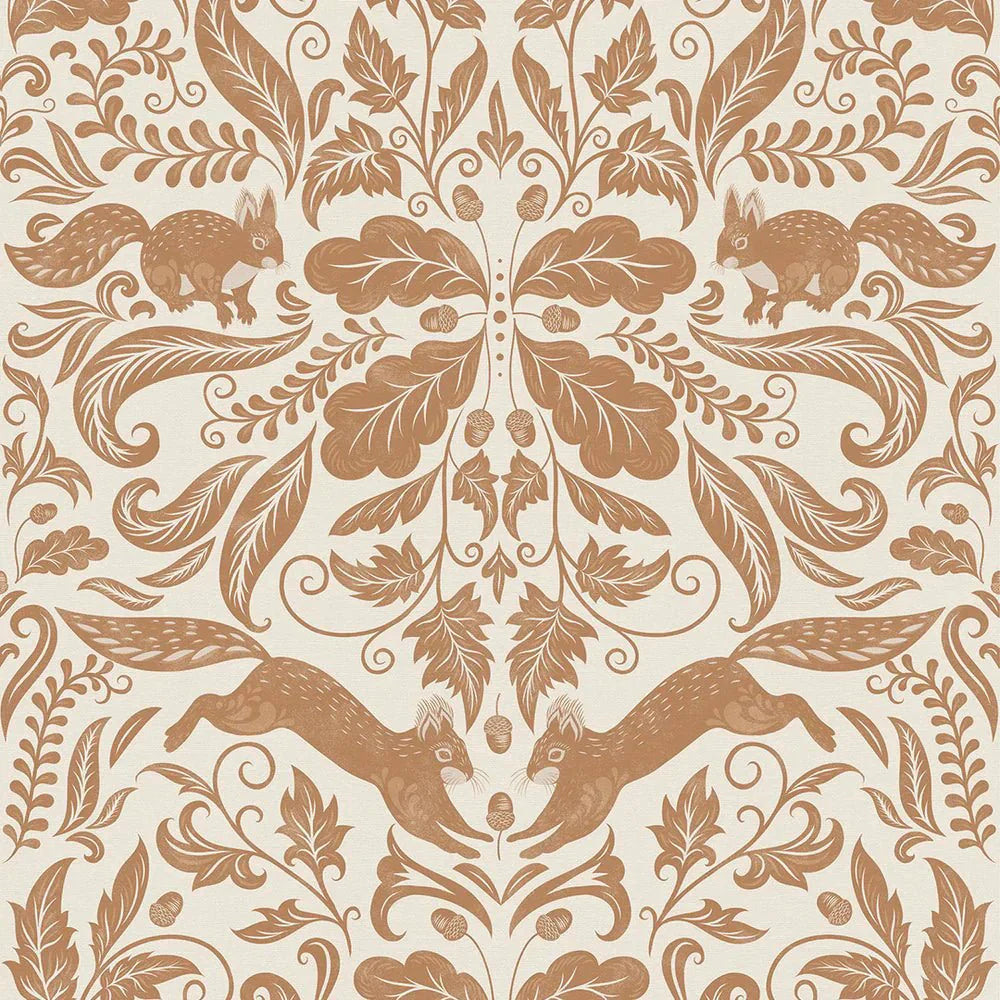 The Secret Squirrel Wallpaper - Spice - LAN100135 - Lucie Annabel - Premier Wallcovering