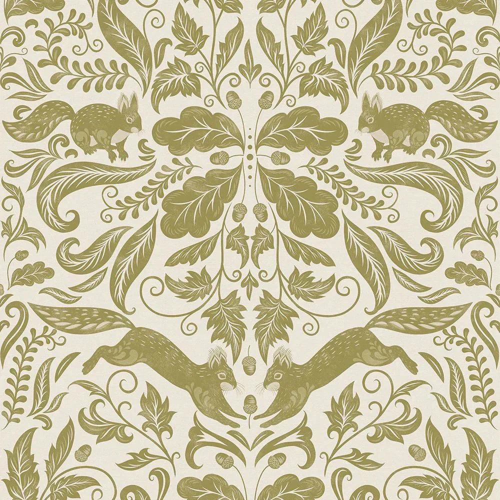 The Secret Squirrel Wallpaper - Avocado - LAN100132 - Lucie Annabel - Premier Wallcovering