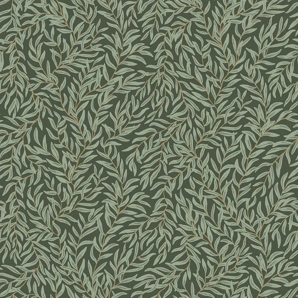 Whimsical Willow Wallpaper - Bayleaf on Juniper Green - LAN100028 - Lucie Annabel - Premier Wallcovering